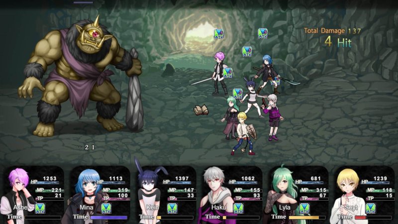 Euclyca — Top-down fantasy RPG battle with party icons and enemy boss — Euclyca game screenshot.
